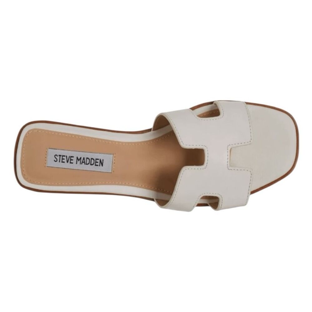 Steve Madden Hayden Sandals White Leather Flats 8.5 - Picture 4 of 9
